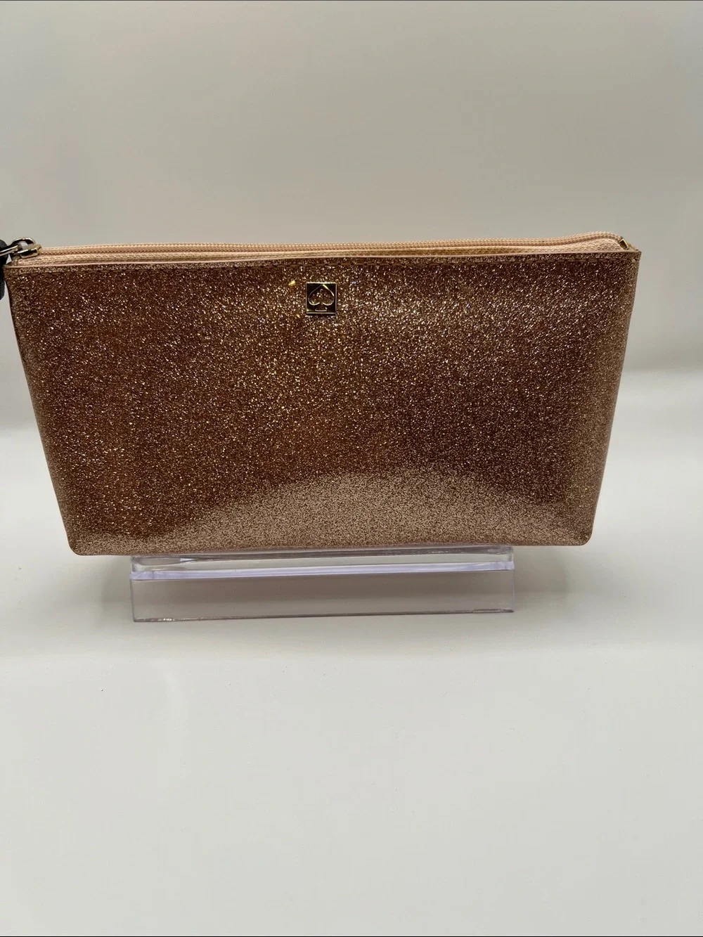 kate spade rose gold glitter cosmetic pouch
